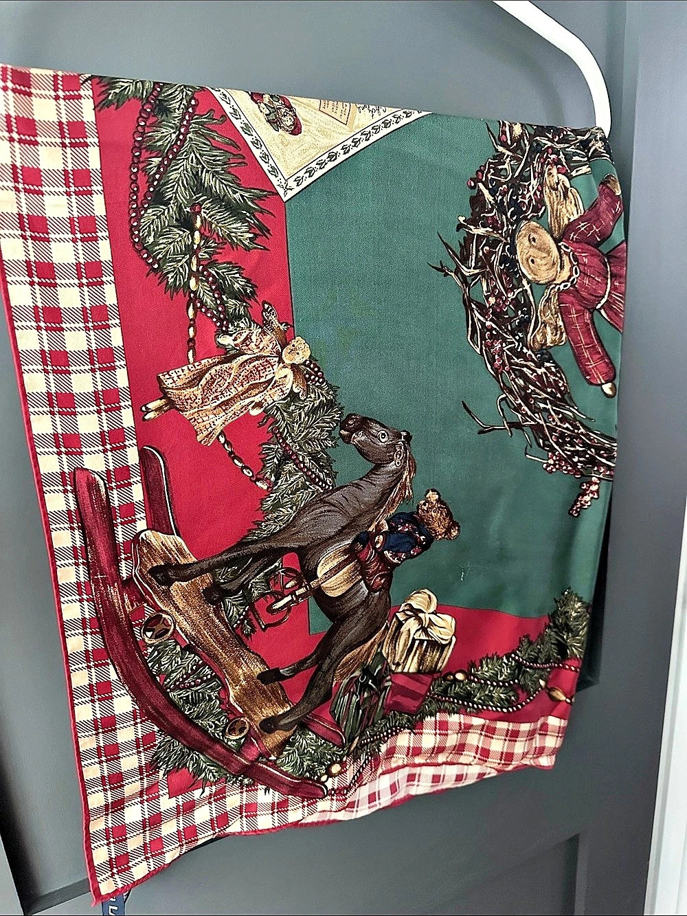 Vintage Ralph Lauren Holiday Plaid Silk Scarf